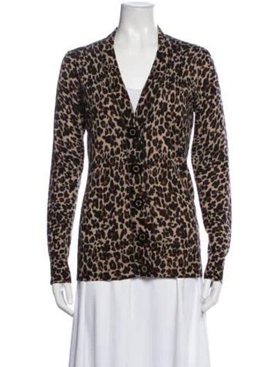 Pre-owned Tory Burch Wool Animal Print Sweater In Brown