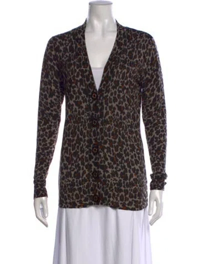 Pre-owned Tory Burch Wool Animal Print Sweater In Multicolor