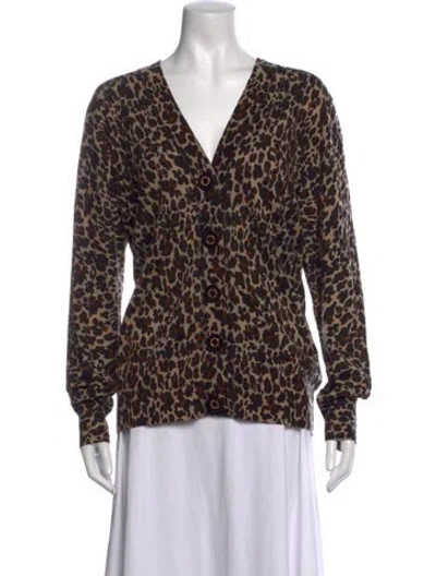 Pre-owned Tory Burch Wool Animal Print Sweater In Multicolor