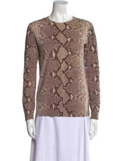 Pre-owned Tory Burch Wool Animal Print Sweater In Neutral