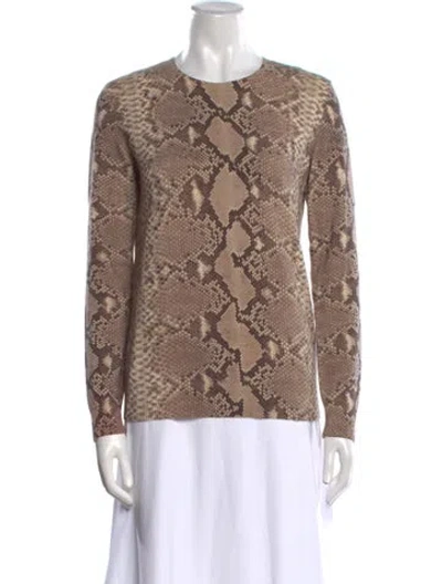 Pre-owned Tory Burch Wool Animal Print Sweater In Neutral
