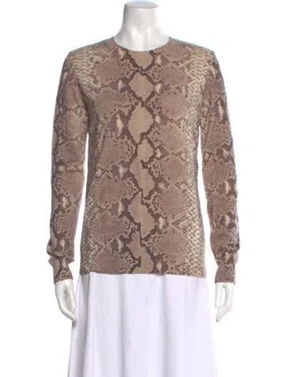 Pre-owned Tory Burch Wool Animal Print Sweater In Neutral