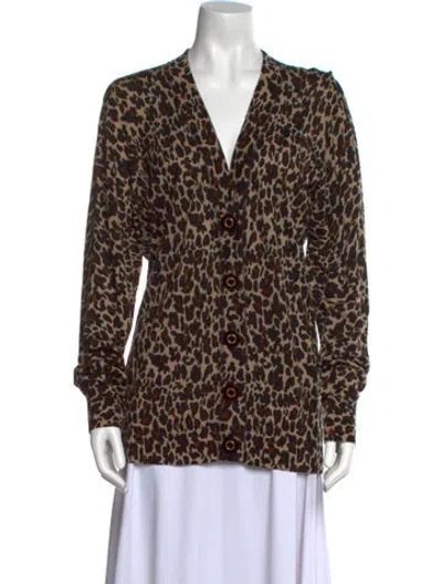 Pre-owned Tory Burch Wool Animal Print Sweater W/ Tags In Neutral