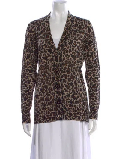 Pre-owned Tory Burch Wool Animal Print Sweater W/ Tags In Neutral