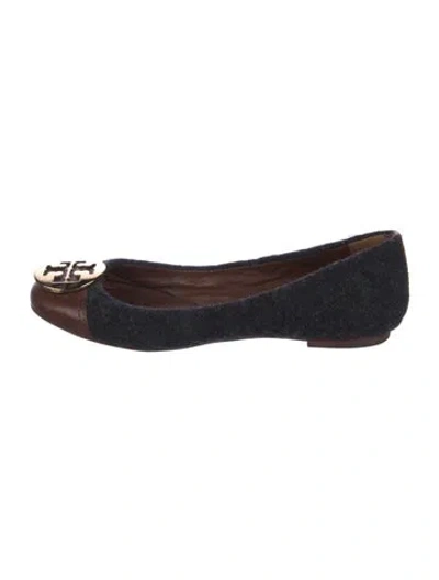 Pre-owned Tory Burch Wool Ballet Flats In Brown