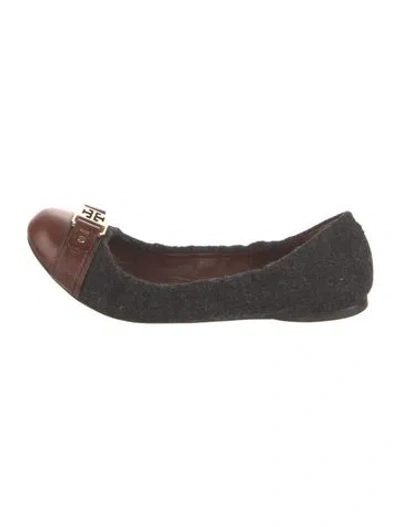 Pre-owned Tory Burch Wool Ballet Flats In Gray