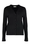 Tory Burch Black Wool-silk Blend Top In Black