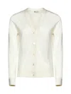 Tory Burch 'simone' Wool And Silk Cardigan In Panna