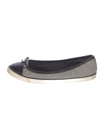 Pre-owned Tory Burch Wool Bow Accents Ballet Flats In Gray
