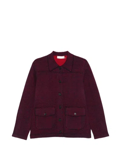 Tory Burch Wool Camp Jacket In Burgundy