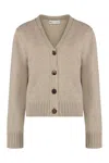 Tory Burch Short Wool Cardigan For Women In Beige