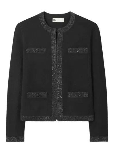 Tory Burch Wool Cardigan In Black