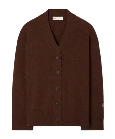 Tory Burch Wool Cardigan In Brown