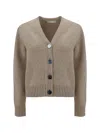 Tory Burch V-neck Buttoned Knitted Cardigan In Oatmeal Mélange