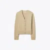 Tory Burch Wool Cardigan In Oatmeal Mélange