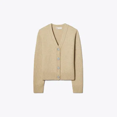 Tory Burch Wool Cardigan In Oatmeal Mélange