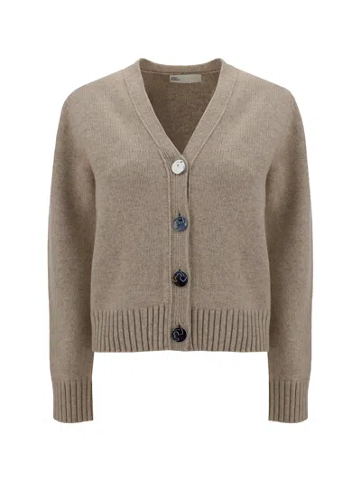 Tory Burch V-neck Buttoned Knitted Cardigan In Grey