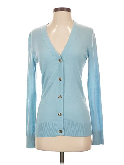 Pre-owned Tory Burch Wool Cardigan Sweater In Blue