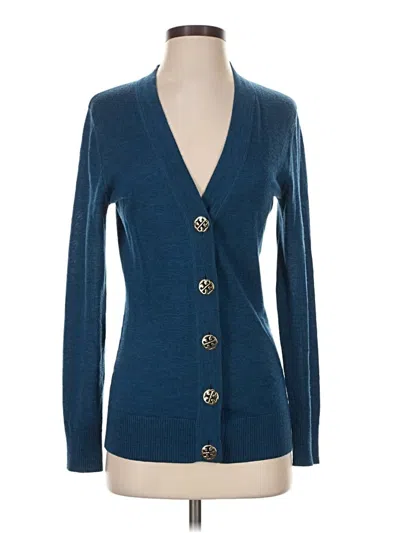 Pre-owned Tory Burch Wool Cardigan Sweater In Blue