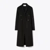 Tory Burch Asymmetric Wool-blend Coat In Black