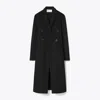 Tory Burch Asymmetric Wool-blend Coat In Black