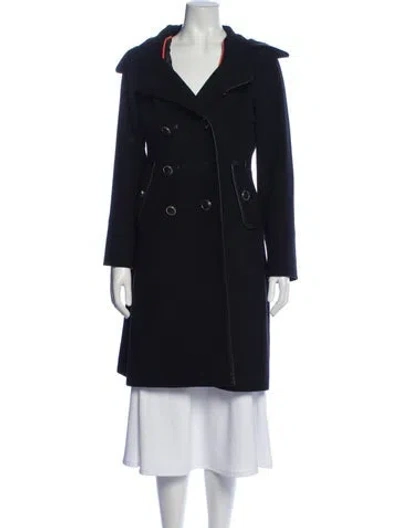Pre-owned Tory Burch Wool Coat In Blue