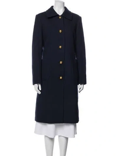 Pre-owned Tory Burch Wool Coat In Blue
