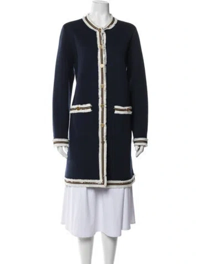 Pre-owned Tory Burch Wool Coat In Blue