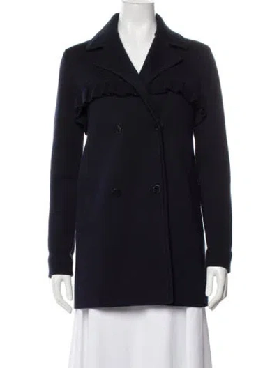 Pre-owned Tory Burch Wool Coat In Blue