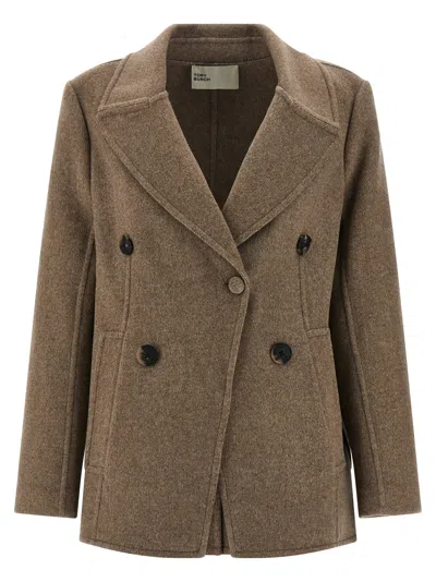 TORY BURCH WOOL COAT COATS AND TRENCH COATS BEIGE