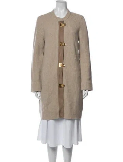 Pre-owned Tory Burch Wool Coat In Neutrals