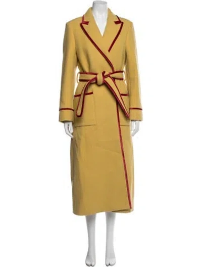 Pre-owned Tory Burch Wool Coat In Yellow