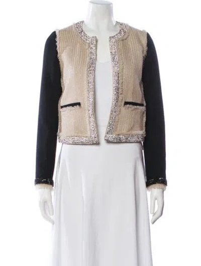 Pre-owned Tory Burch Wool Colorblock Pattern Jacket
