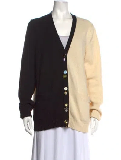 Pre-owned Tory Burch Wool Colorblock Pattern Sweater In Black