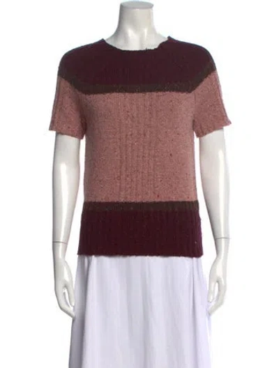 Pre-owned Tory Burch Wool Colorblock Pattern Sweater In Burgundy