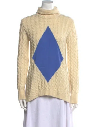 Pre-owned Tory Burch Wool Colorblock Pattern Sweater In Neutral