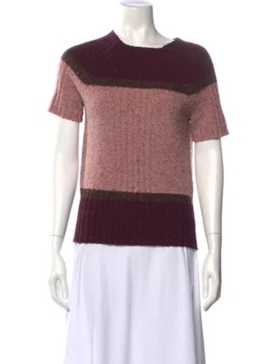 Pre-owned Tory Burch Wool Colorblock Pattern Sweater In Pink