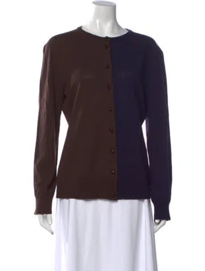Pre-owned Tory Burch Wool Colorblock Pattern Sweater W/ Tags In Brown