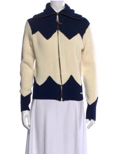 Pre-owned Tory Burch Wool Colorblock Pattern Sweater W/ Tags In Neutral