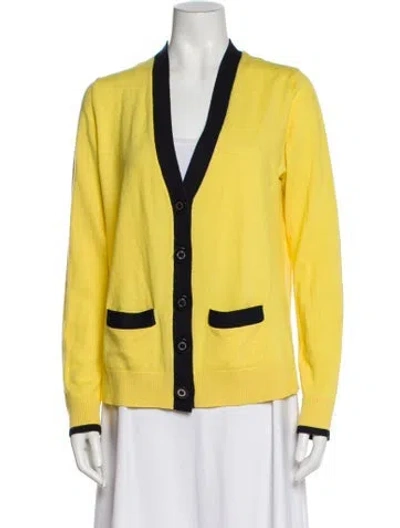 Pre-owned Tory Burch Wool Colorblock Pattern Sweater In Yellow