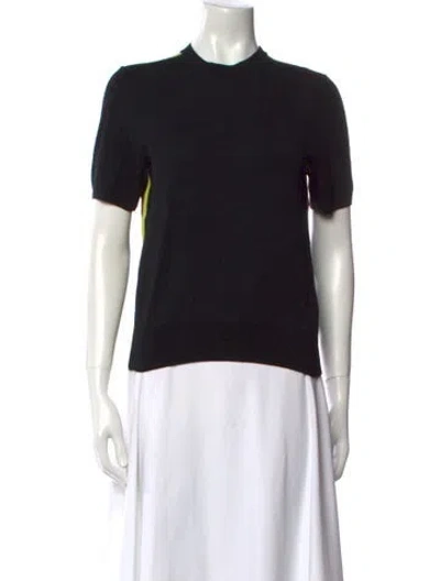 Pre-owned Tory Burch Wool Crew Neck Sweater In Black