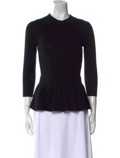 Pre-owned Tory Burch Wool Crew Neck Sweater In Black