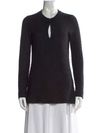 Pre-owned Tory Burch Wool Crew Neck Sweater In Black