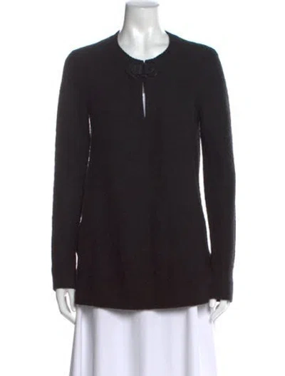 Pre-owned Tory Burch Wool Crew Neck Sweater In Black