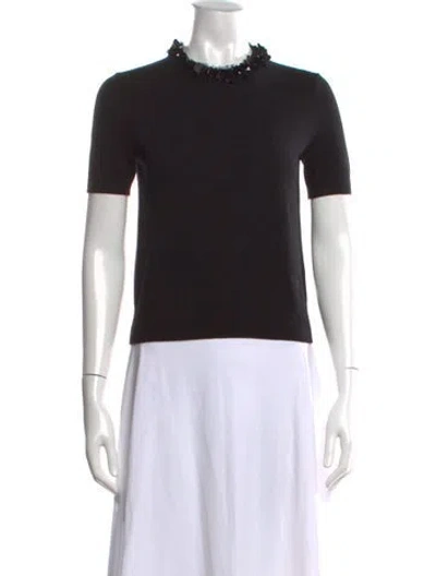 Pre-owned Tory Burch Wool Crew Neck Sweater In Black