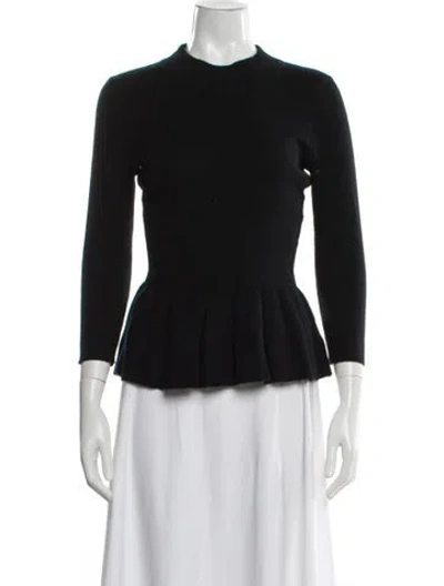 Pre-owned Tory Burch Wool Crew Neck Sweater In Black