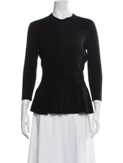 Pre-owned Tory Burch Wool Crew Neck Sweater In Black