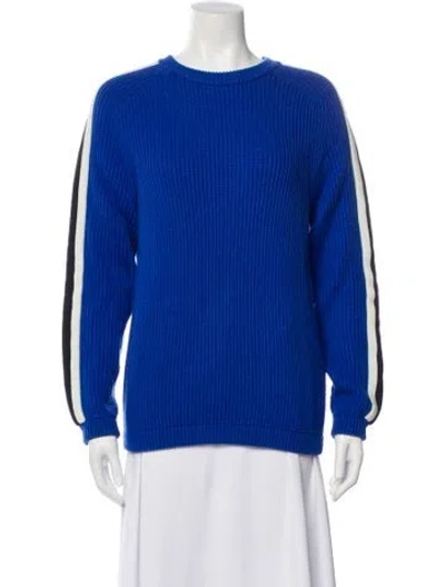 Pre-owned Tory Burch Wool Crew Neck Sweater In Blue