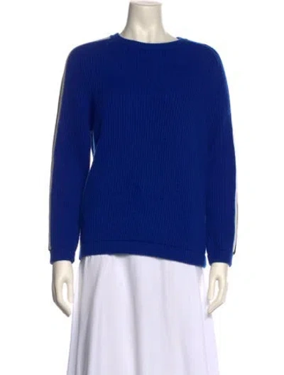 Pre-owned Tory Burch Wool Crew Neck Sweater In Blue
