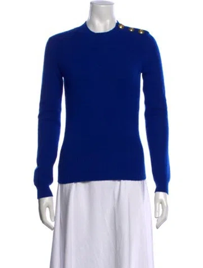 Pre-owned Tory Burch Wool Crew Neck Sweater In Blue